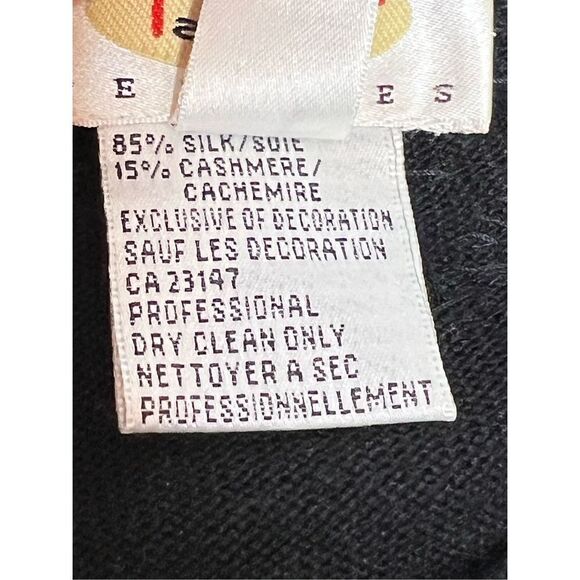 Talbots black beaded silk and cashmere blend snap up cardigan size petite - Picture 11 of 12